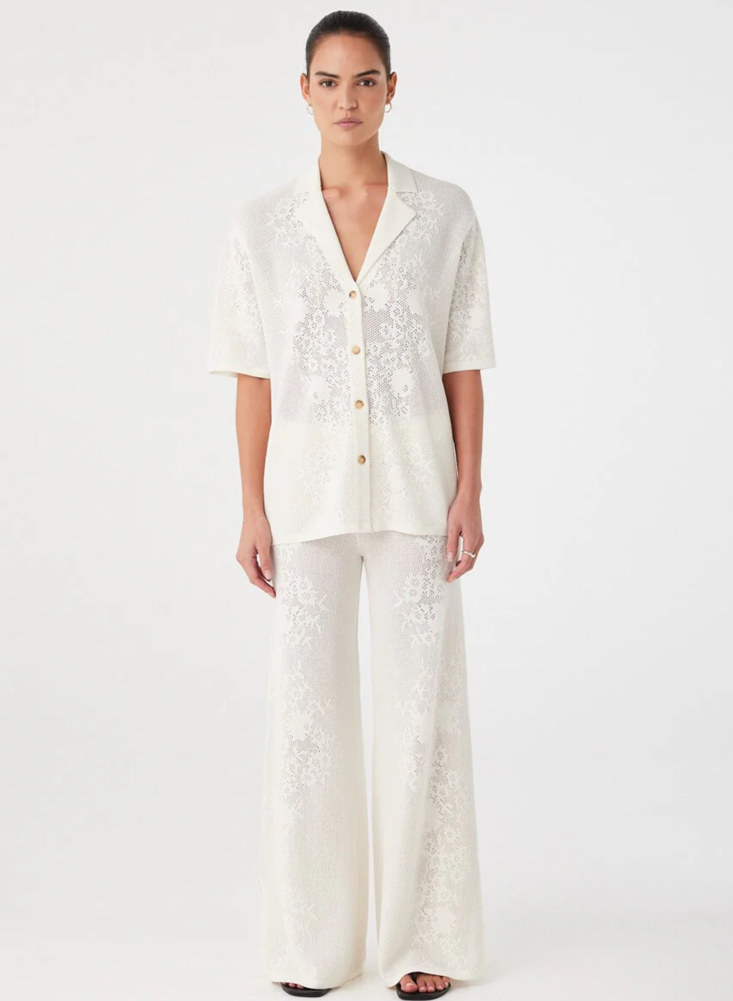 Aster Crochet Pant - Cream