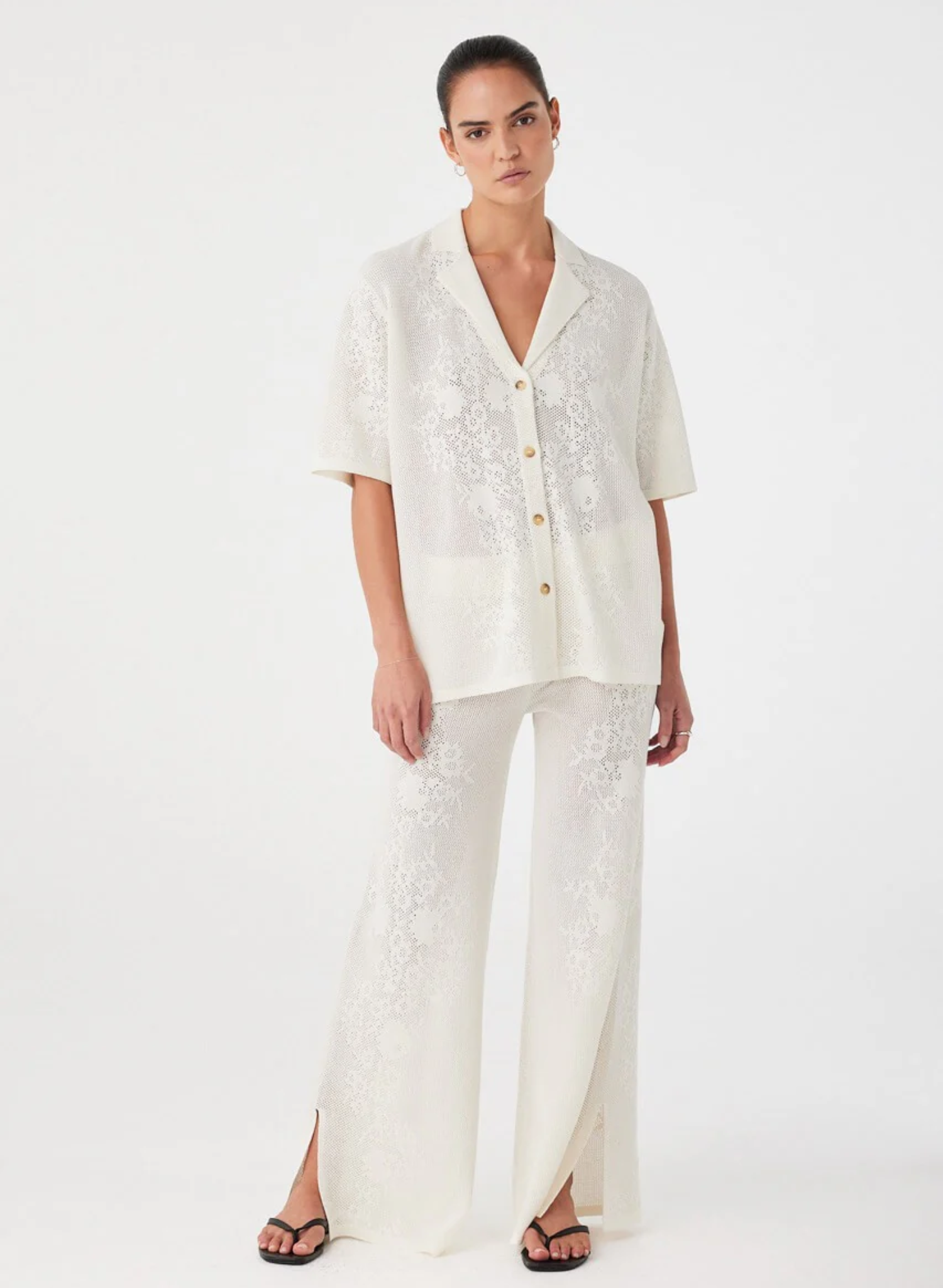 Aster Crochet Pant - Cream