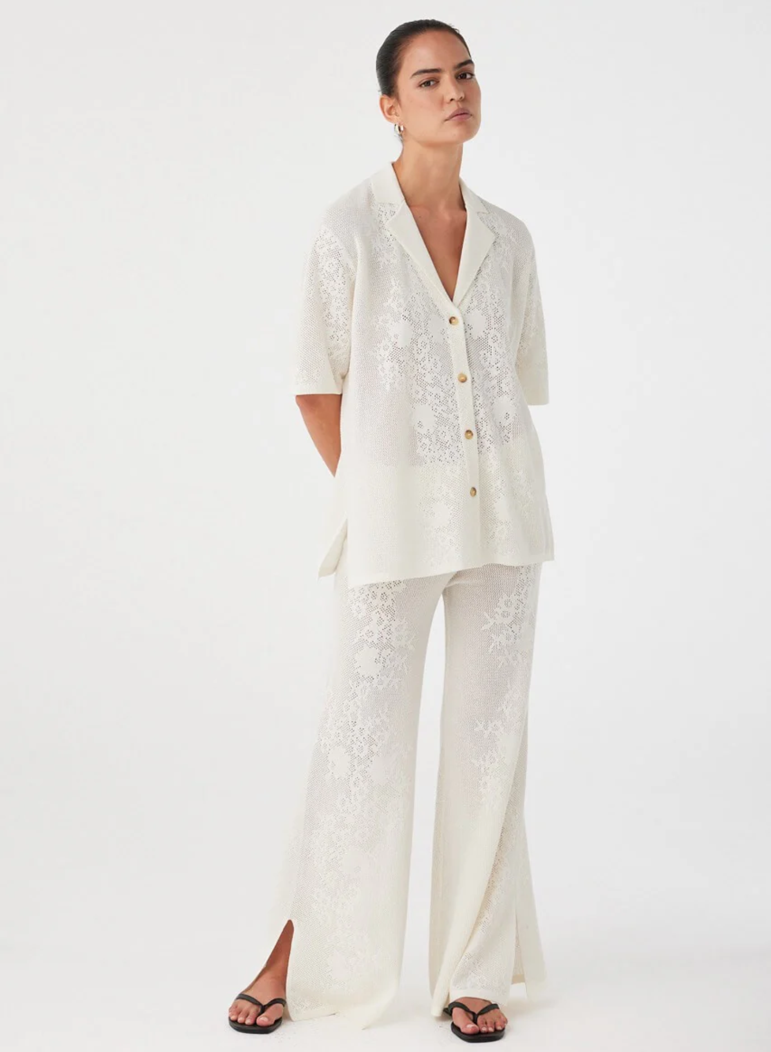 Aster Crochet Pant - Cream