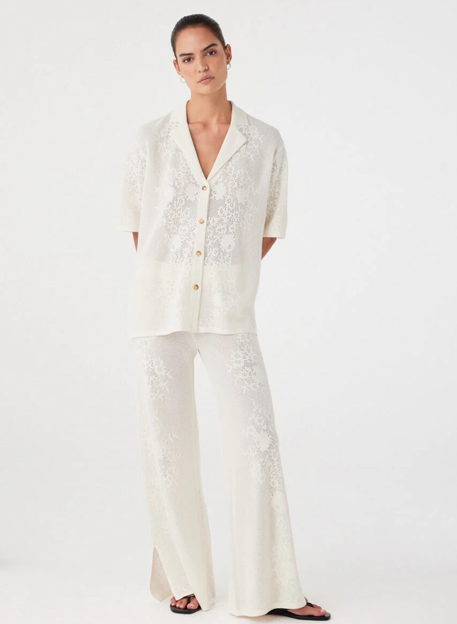 Aster Crochet Shirt - Cream