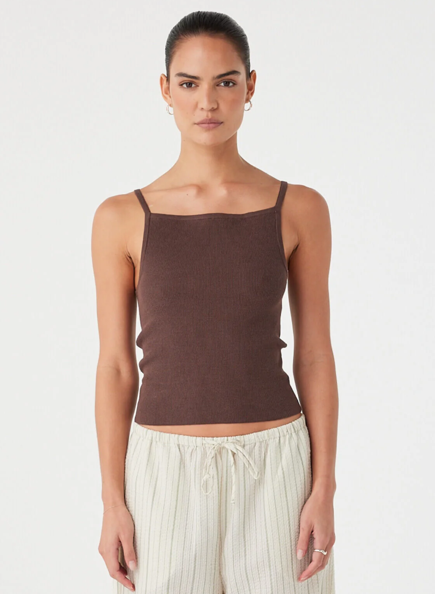 Hemp Rib Cotton Tank - Espresso