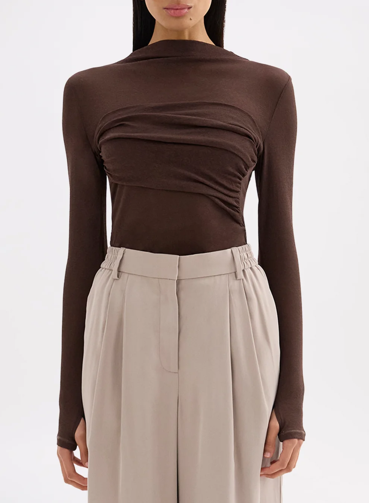 Aster Ls Mesh Top - Chocolate