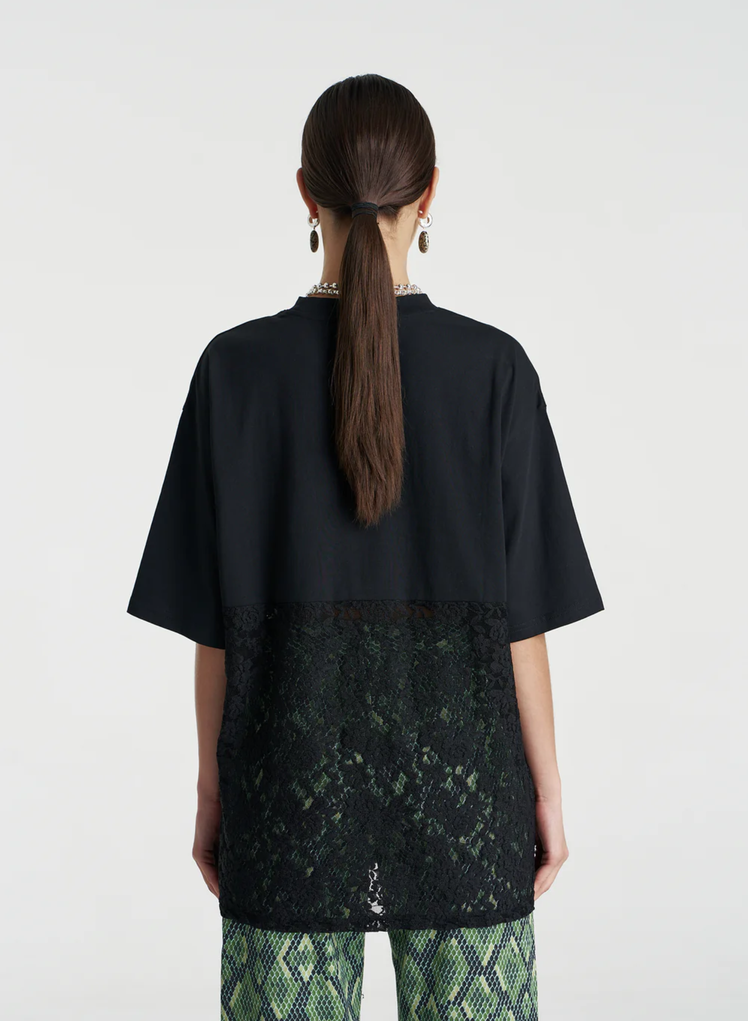 Lace Panel Black Tee