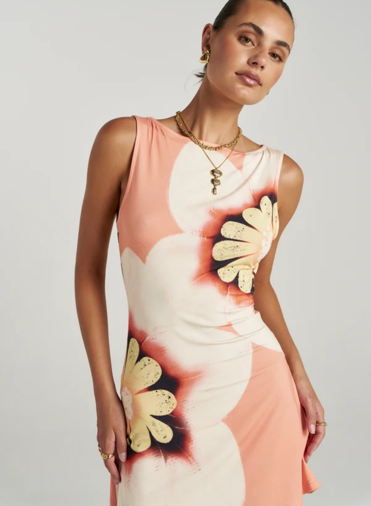 Boatneck Mesh Mini Dress - Harlequin