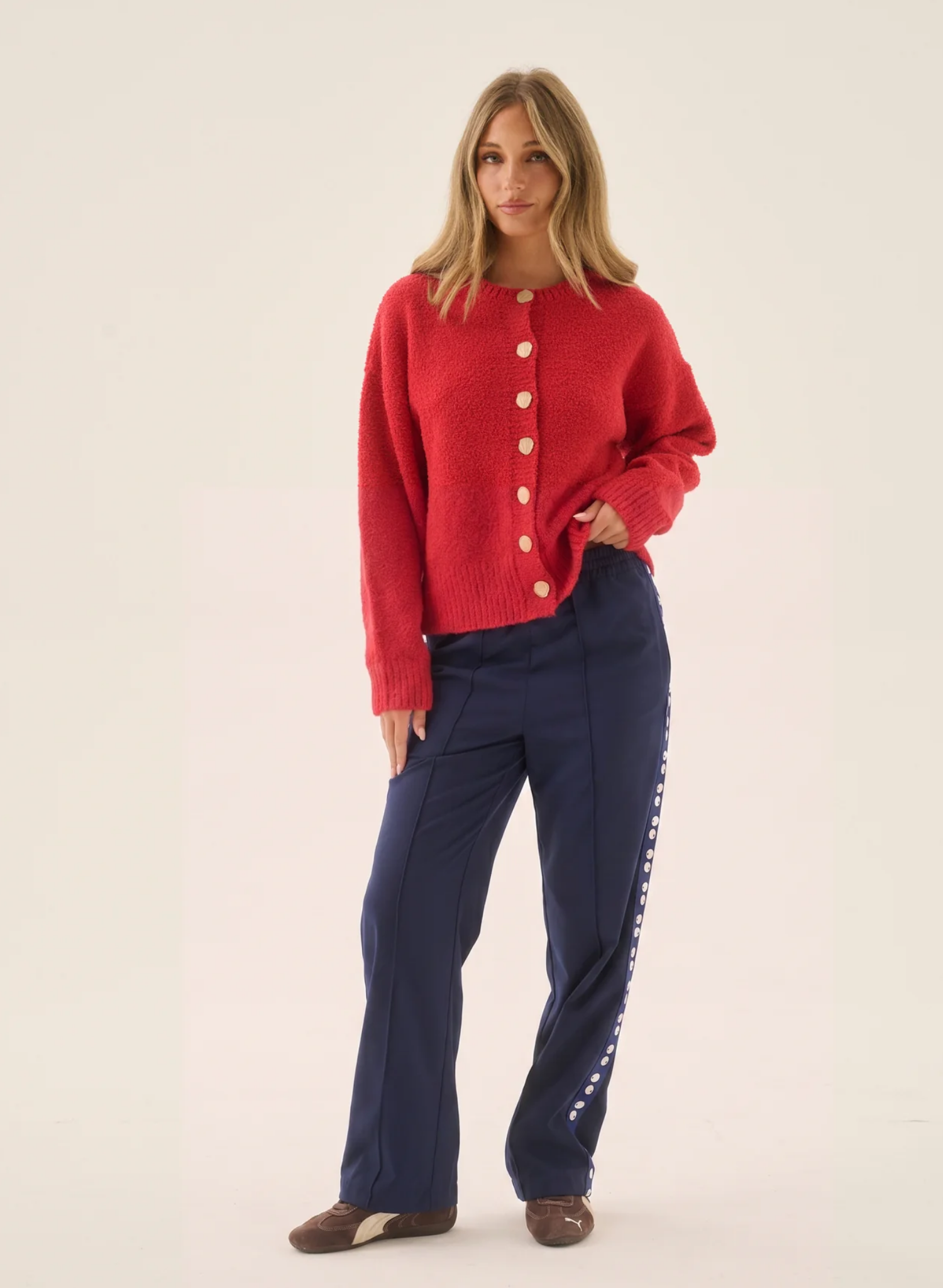 Aimes Shell Cardigan Deep Coral