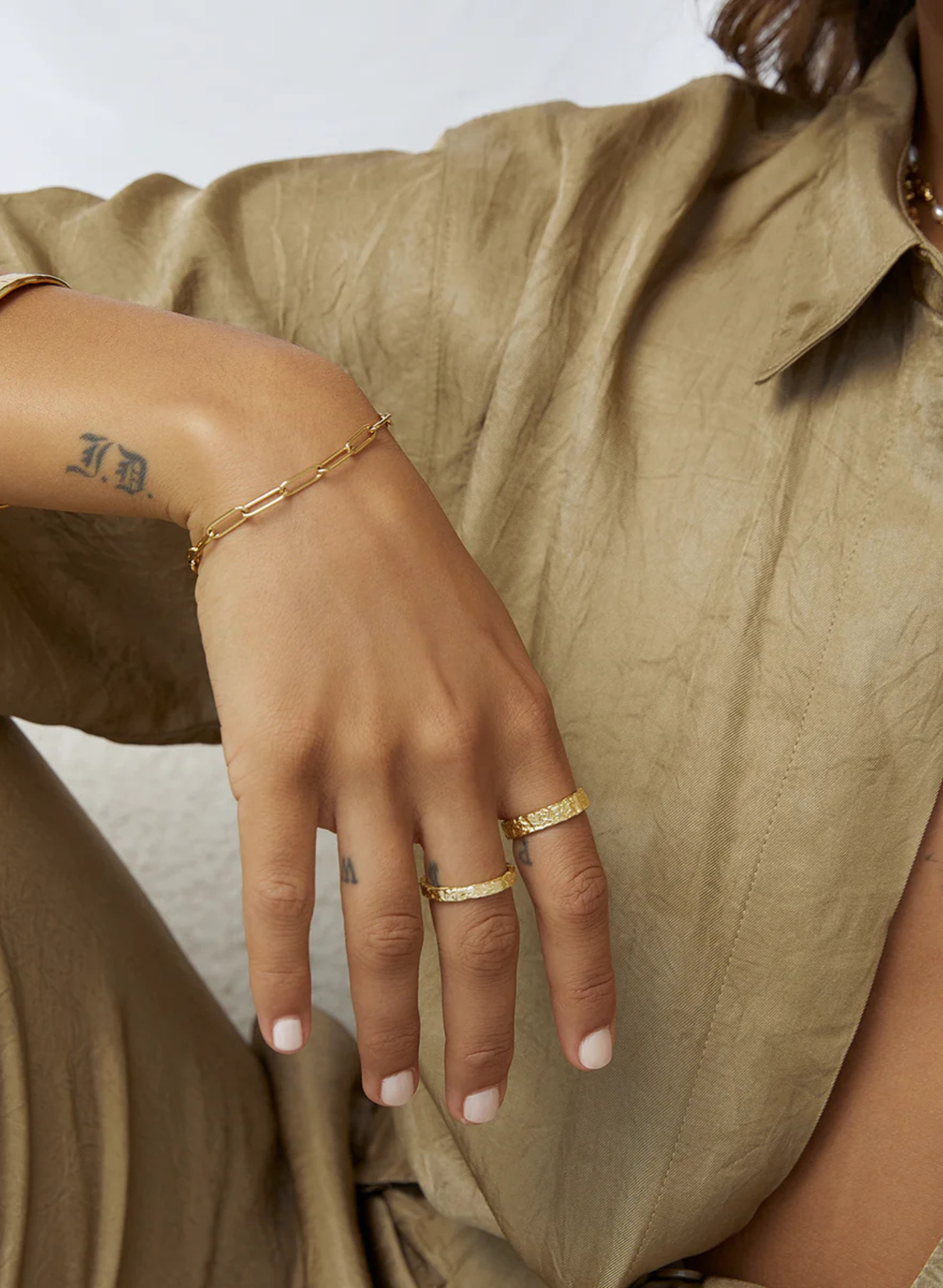 Eros Gold Textured Ring - Small