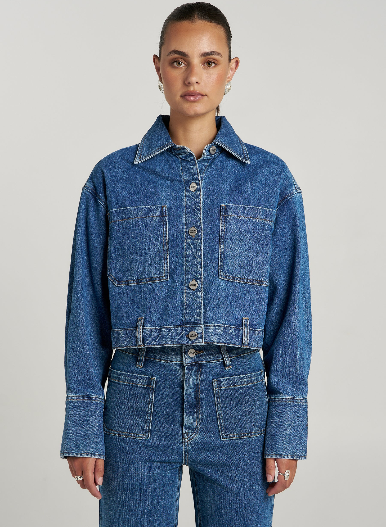 Soho Cropped Denim Jacket - Bleu