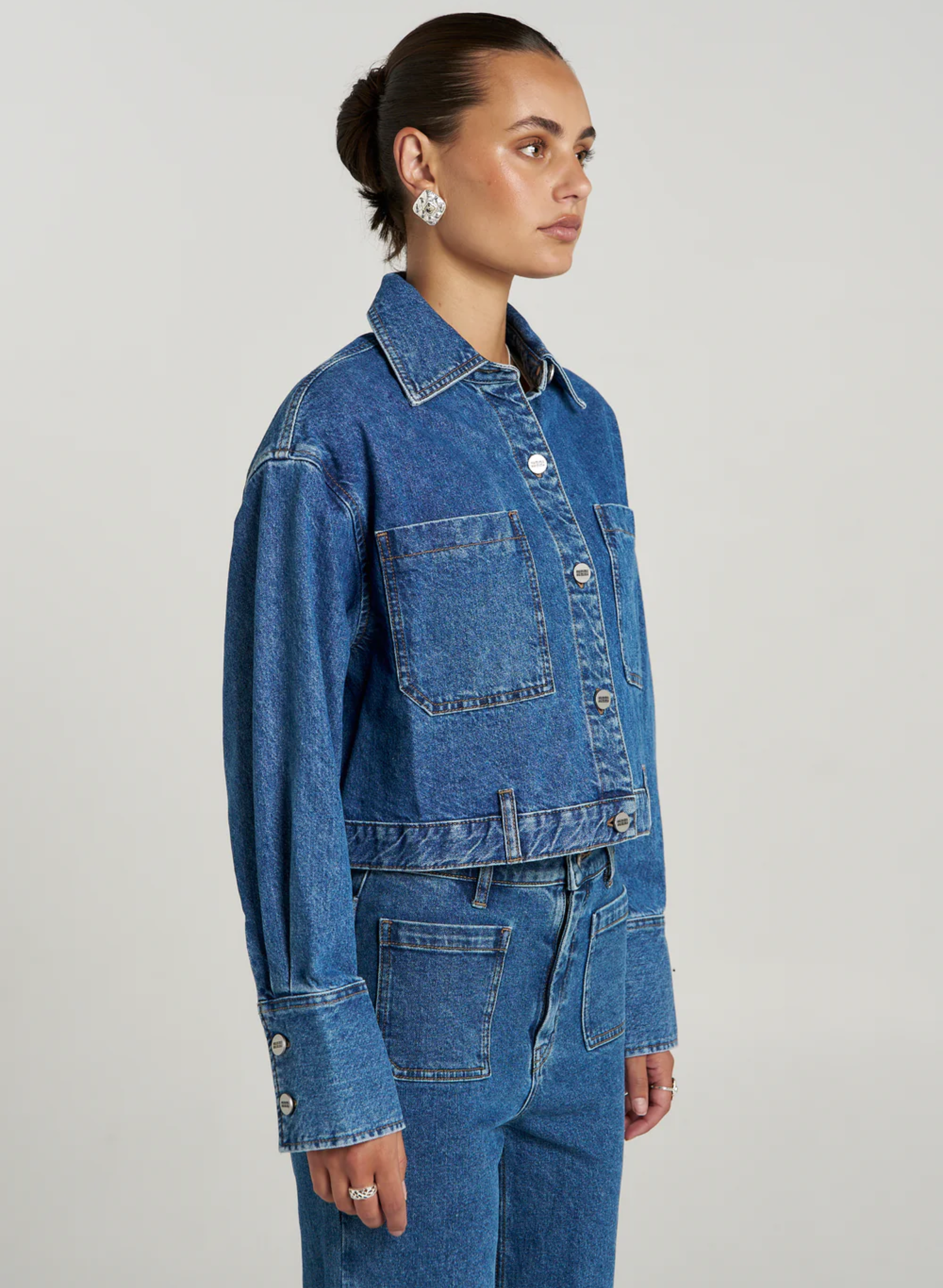 Soho Cropped Denim Jacket - Bleu