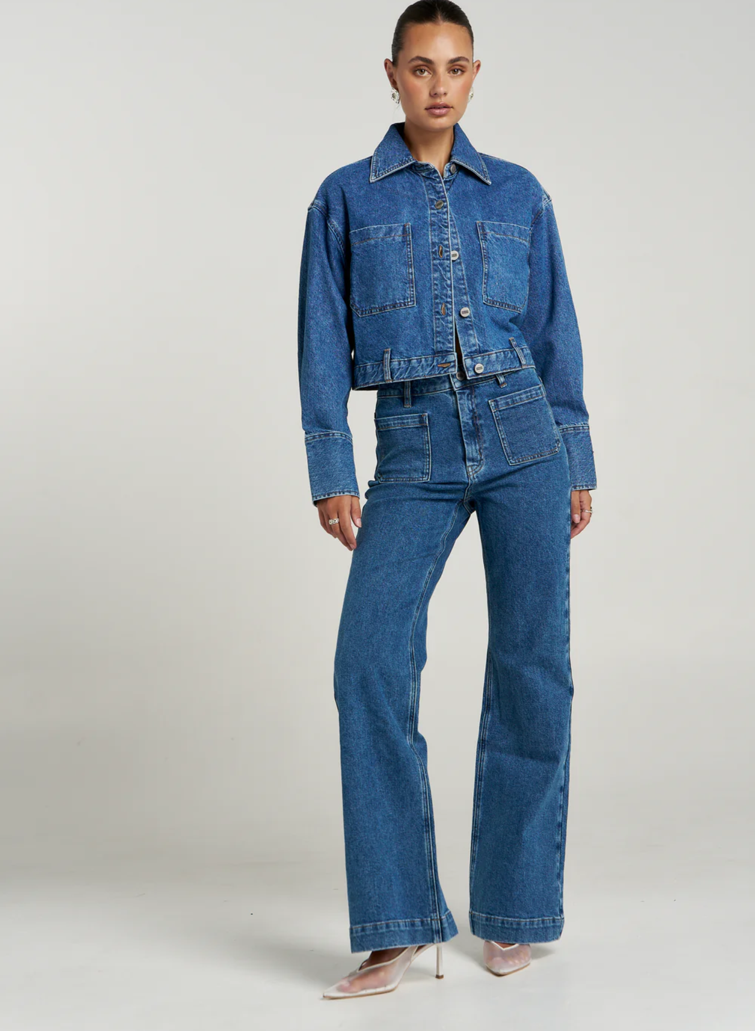 Soho Cropped Denim Jacket - Bleu
