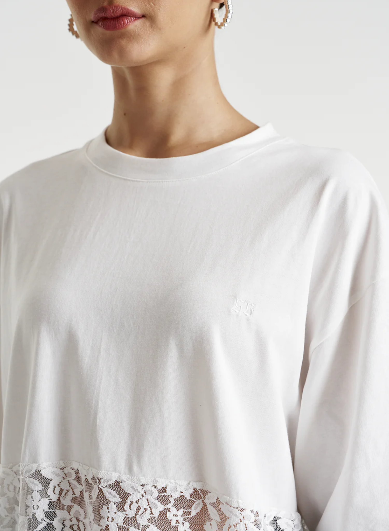 Lace Panel Tee - Lily White