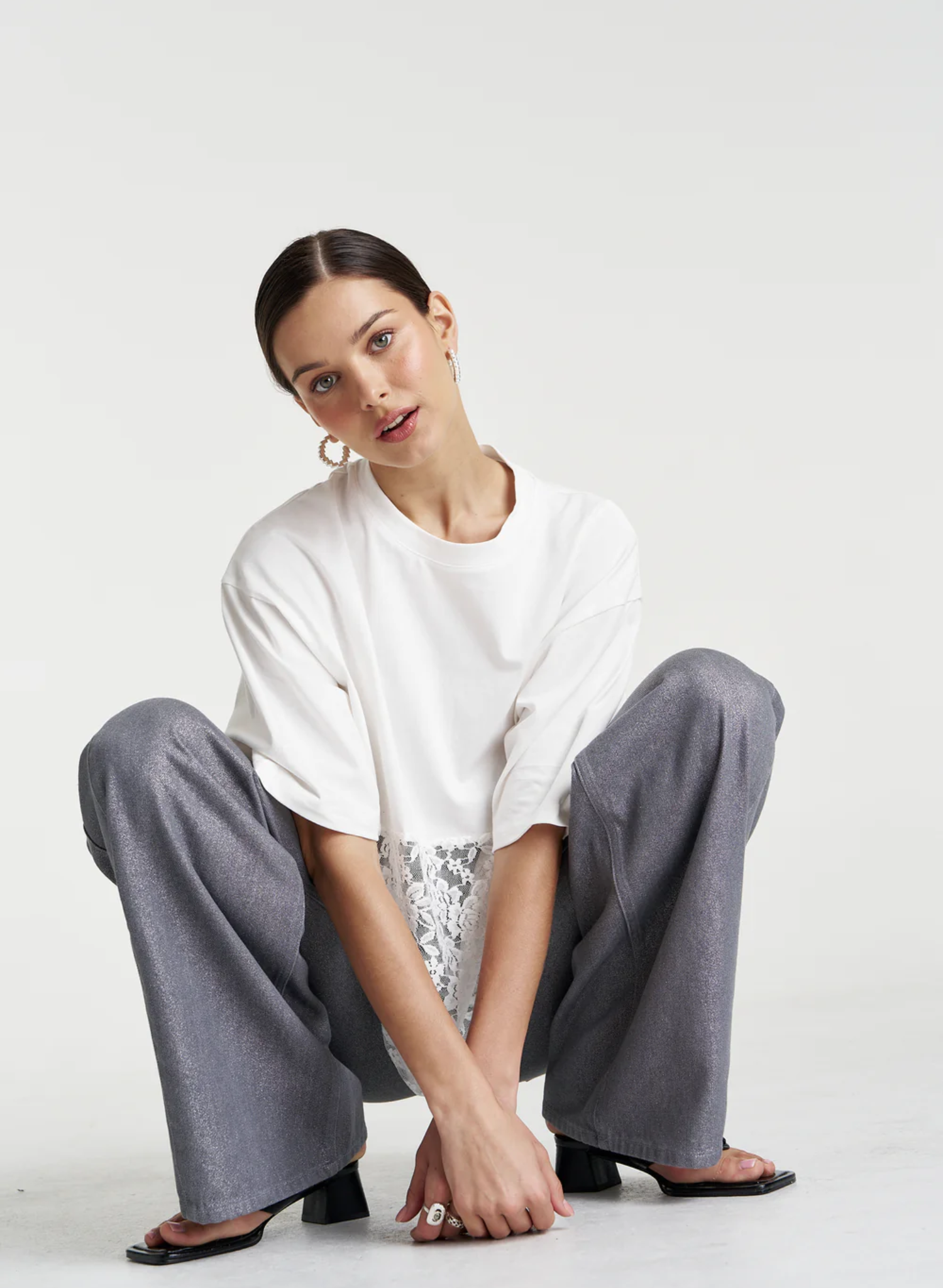 Lace Panel Tee - Lily White
