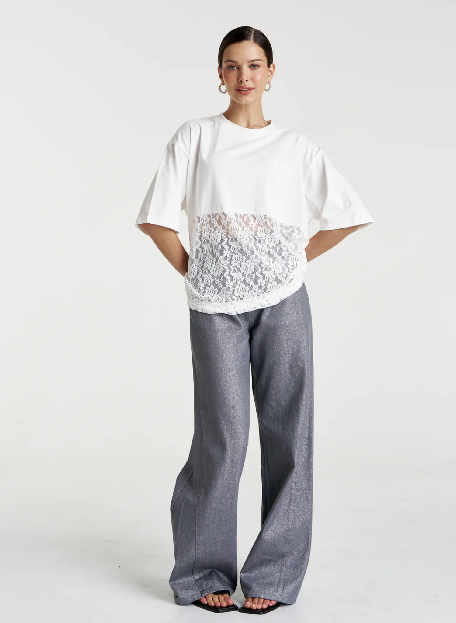 Lace Panel Tee - Lily White