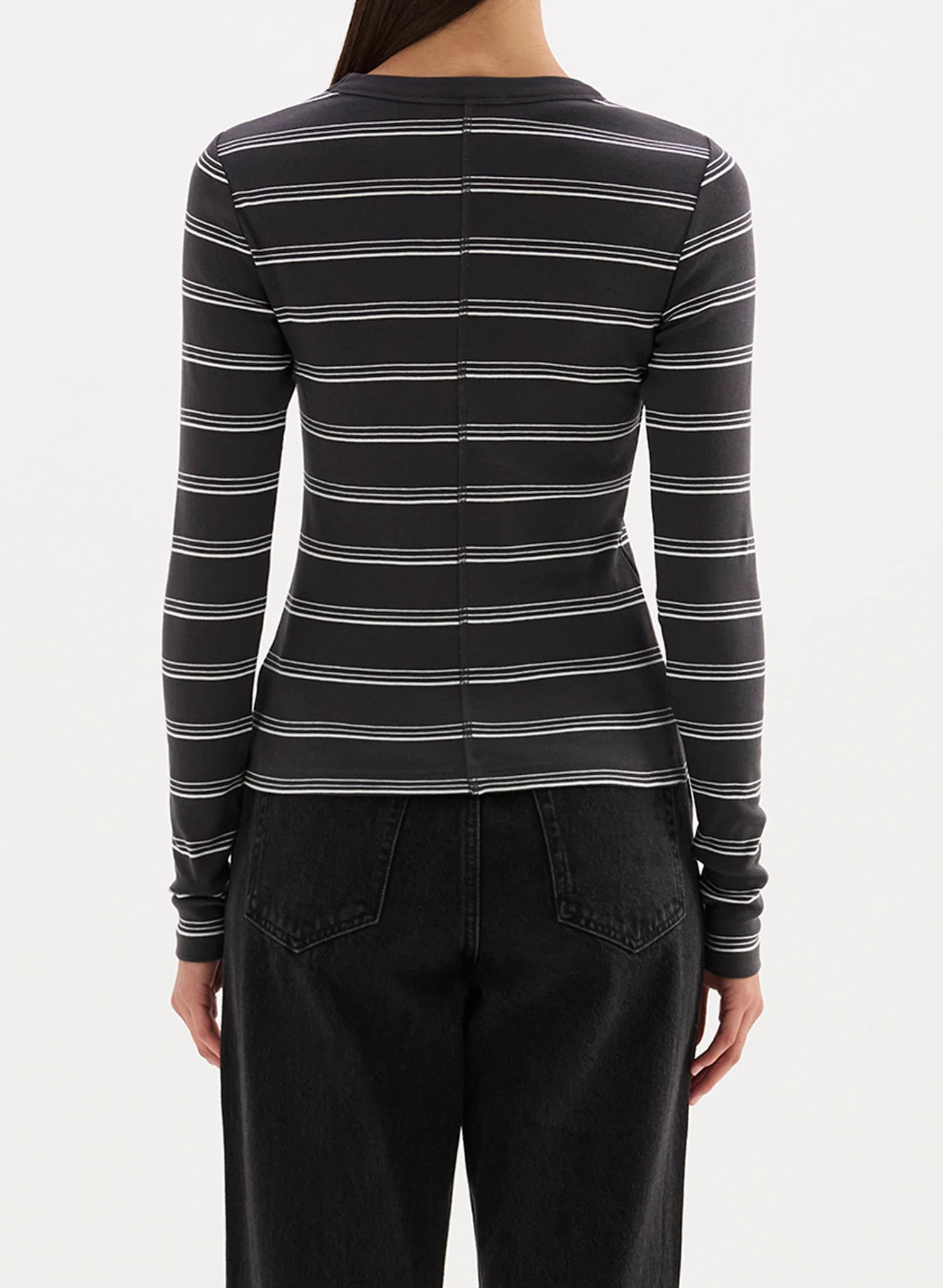 Lexi LS Top - Coal Stripe