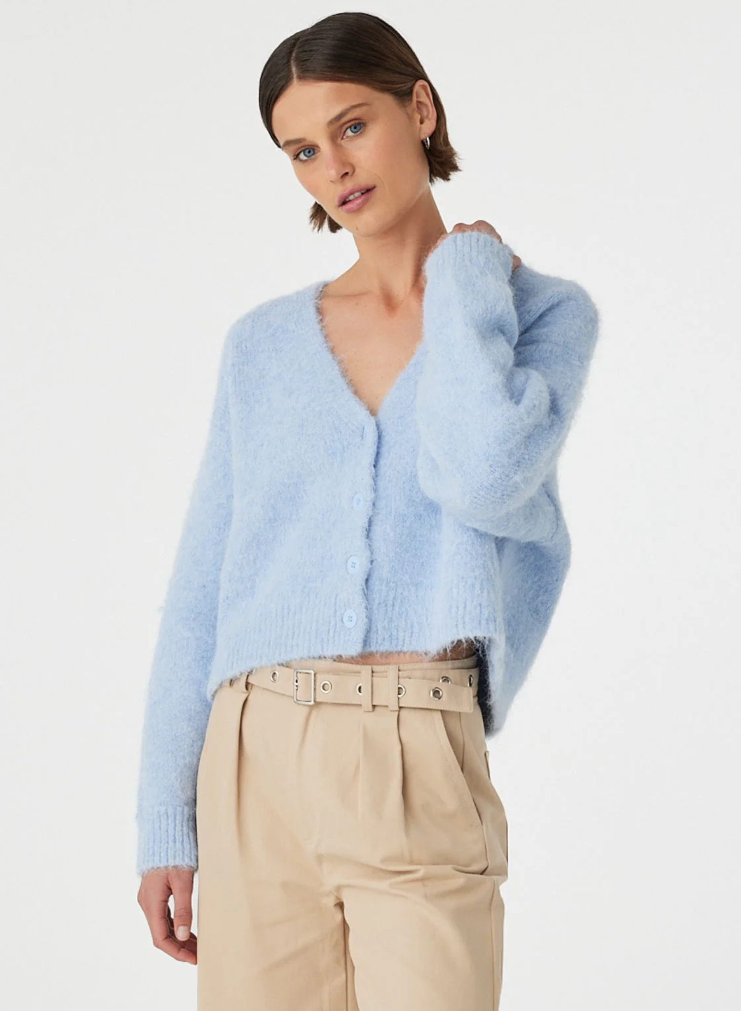 Liora Fluffy Cardigan - Sky