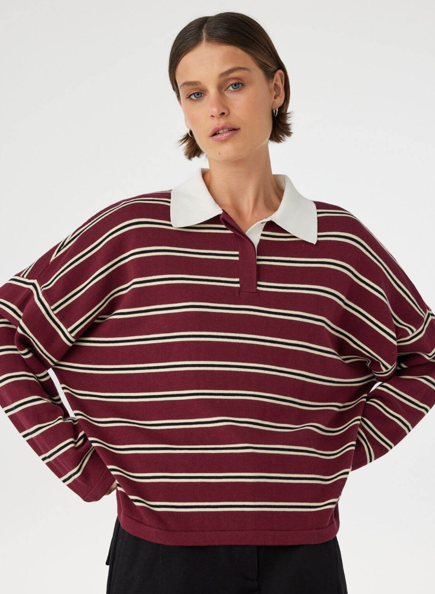 Rayne Knit Jersey - Merlot Stripe