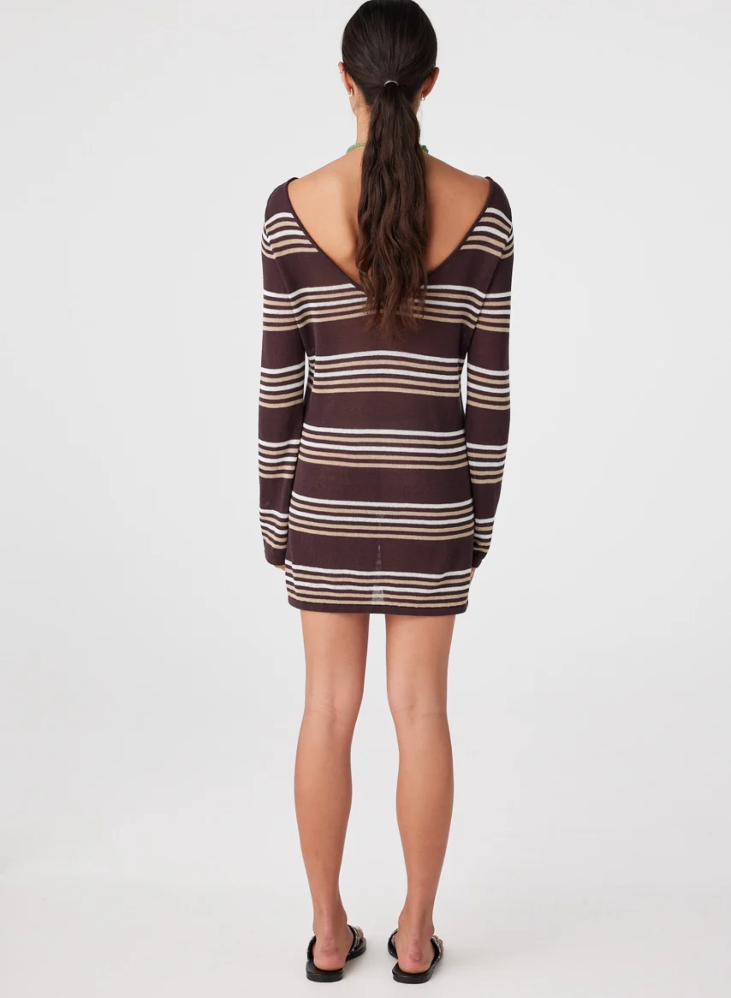 Nia Long Sleeve Mini Dress - Espresso Stripe