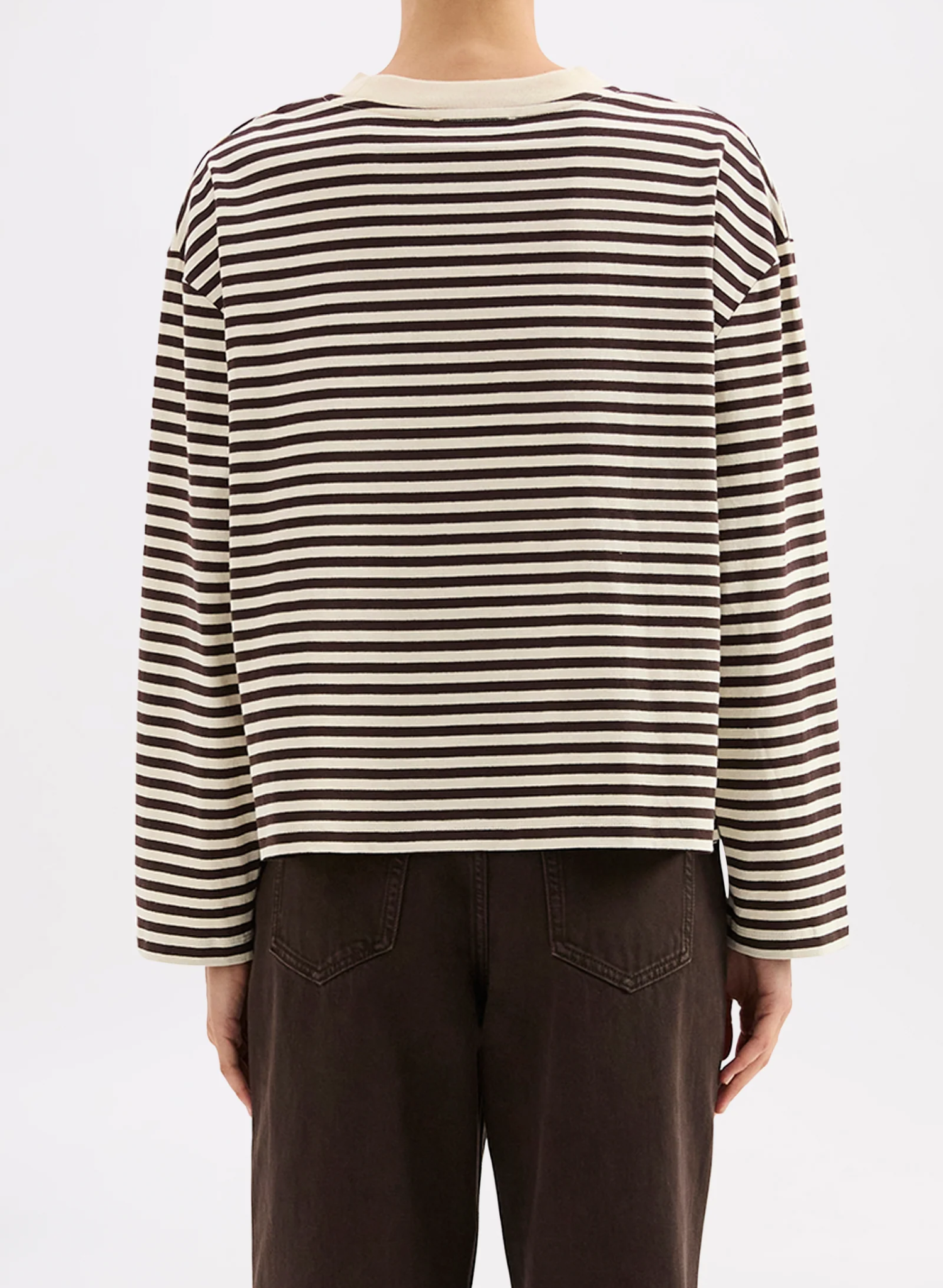 Organic Stripe LS Tee - Espresso Stripe