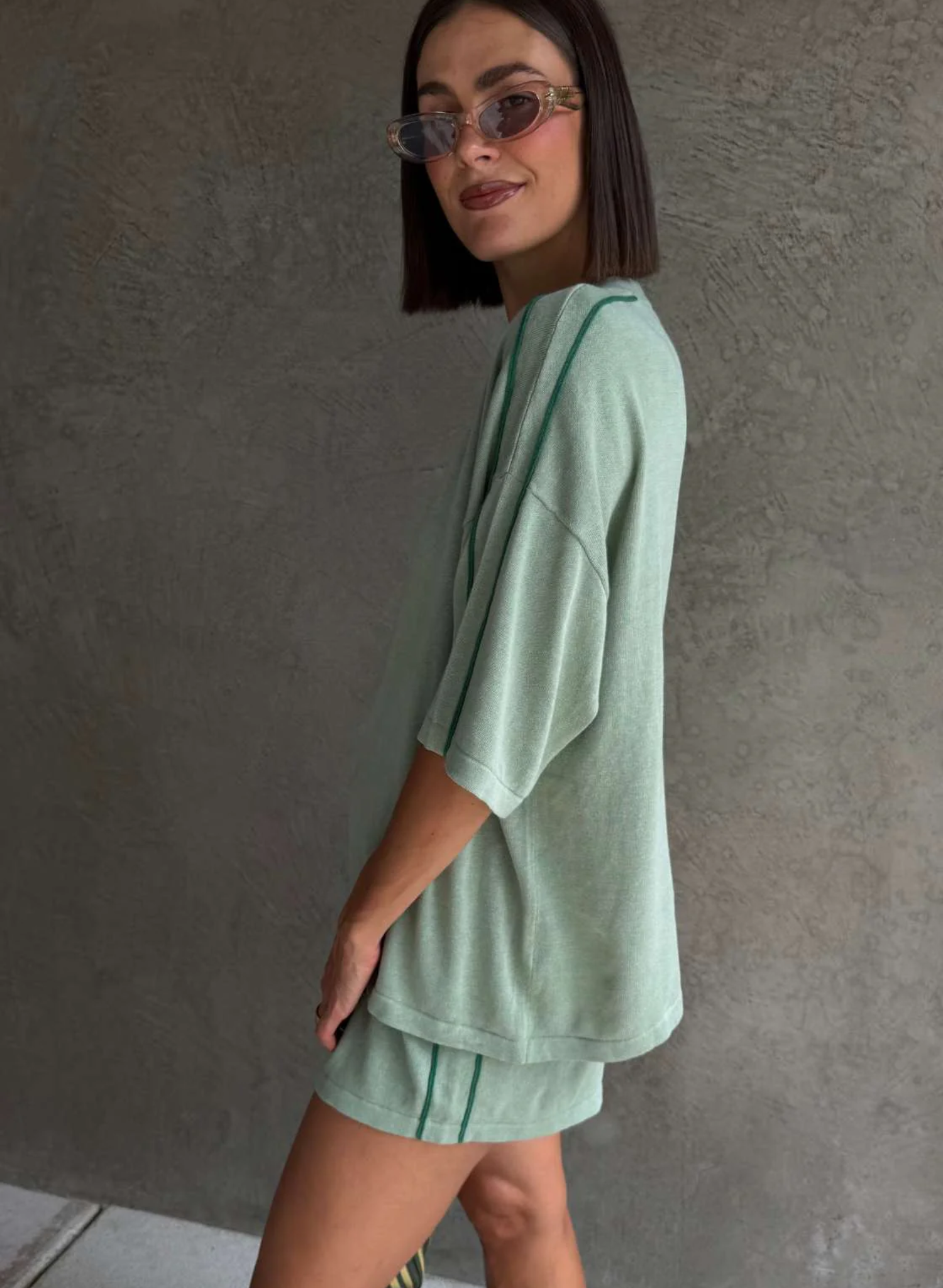 Pippa Drawcord Short - Eucalyptus & Sea Green