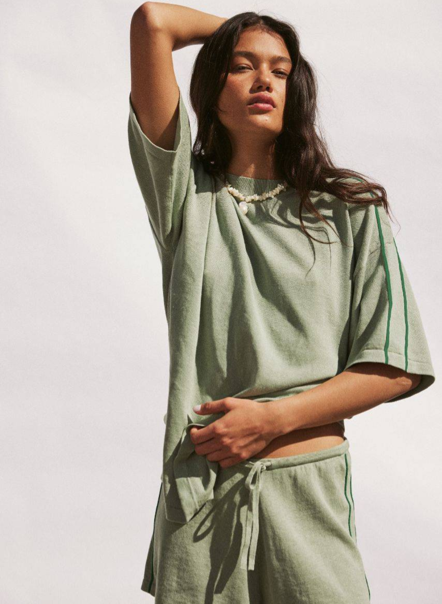 Pippa Drawcord Short - Eucalyptus & Sea Green