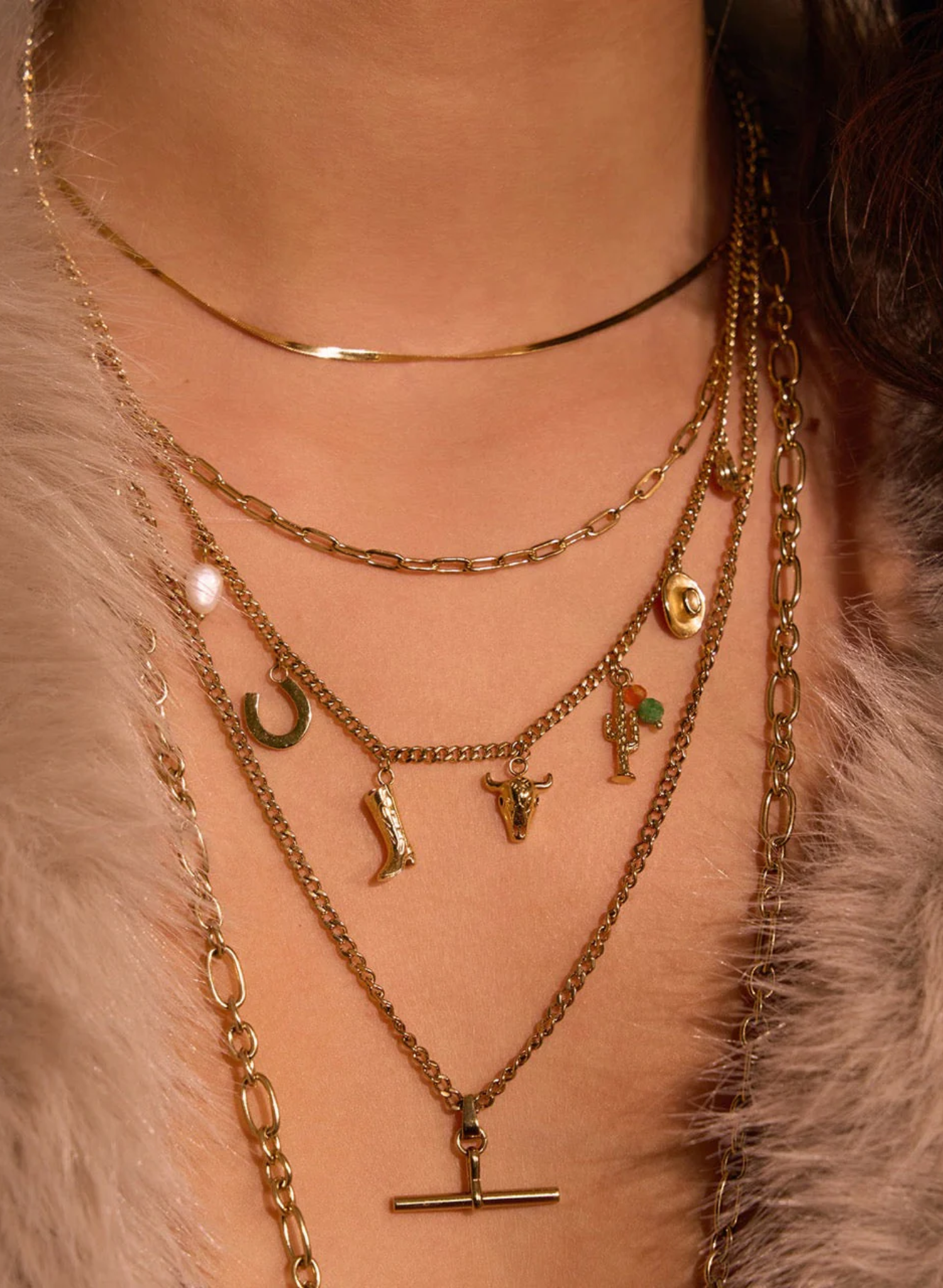 Rodeo Gold Charm Necklace