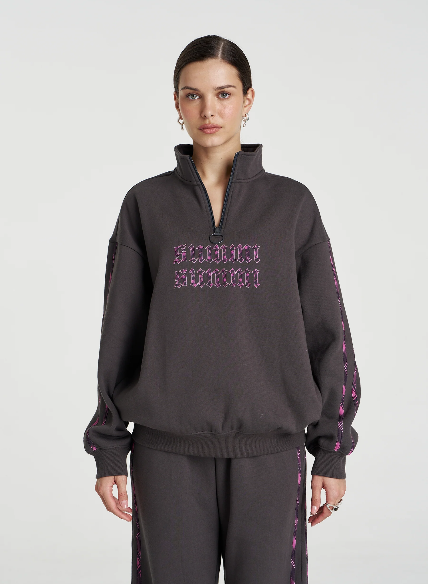 Eden Zip Neck Jumper - Shadow