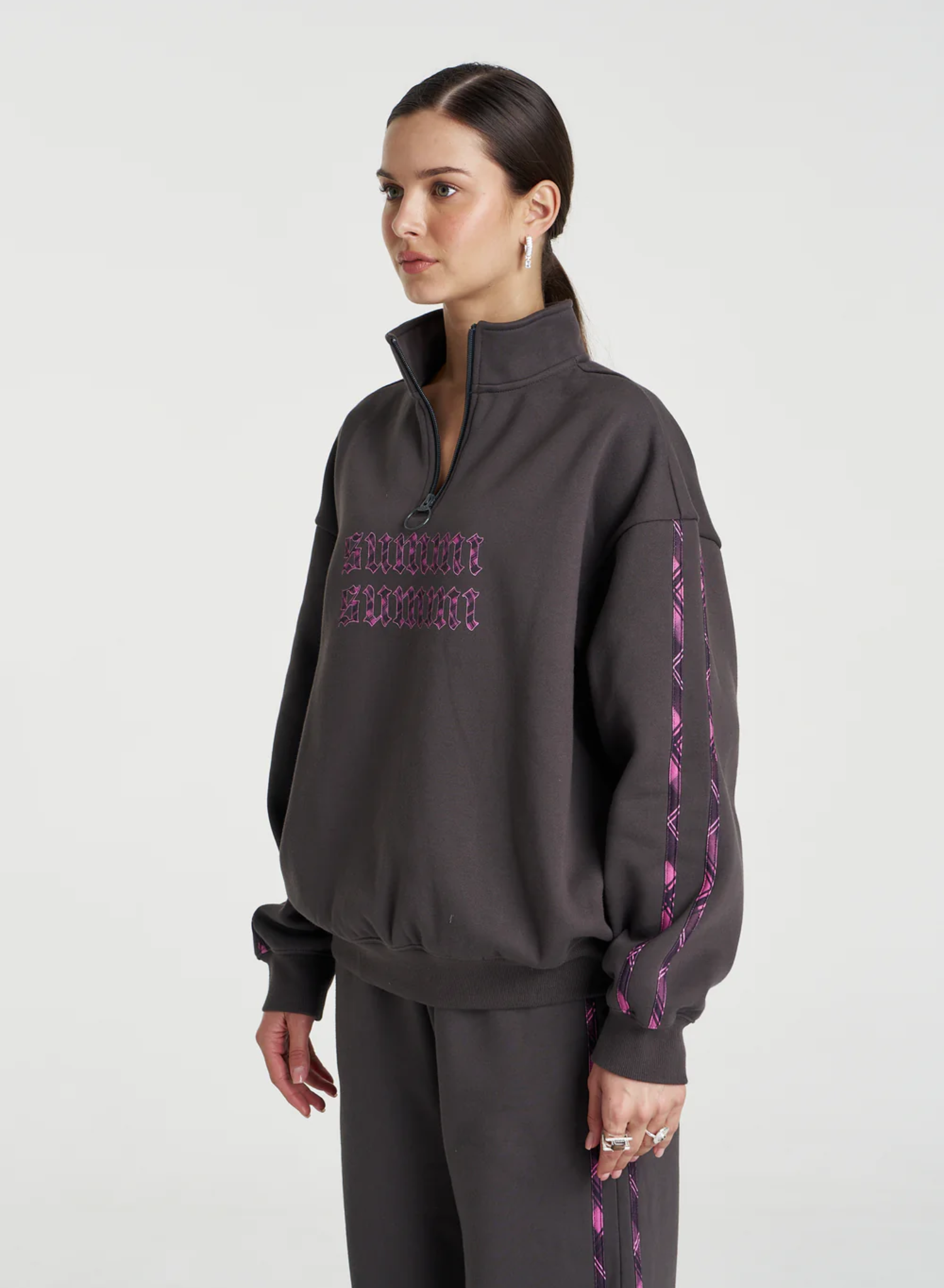 Eden Zip Neck Jumper - Shadow