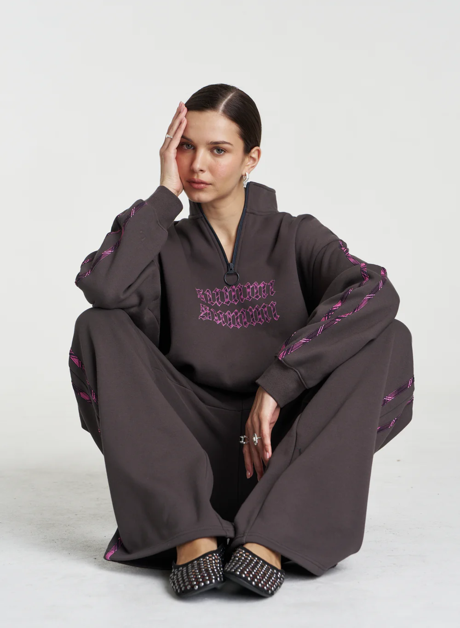 Eden Zip Neck Jumper - Shadow