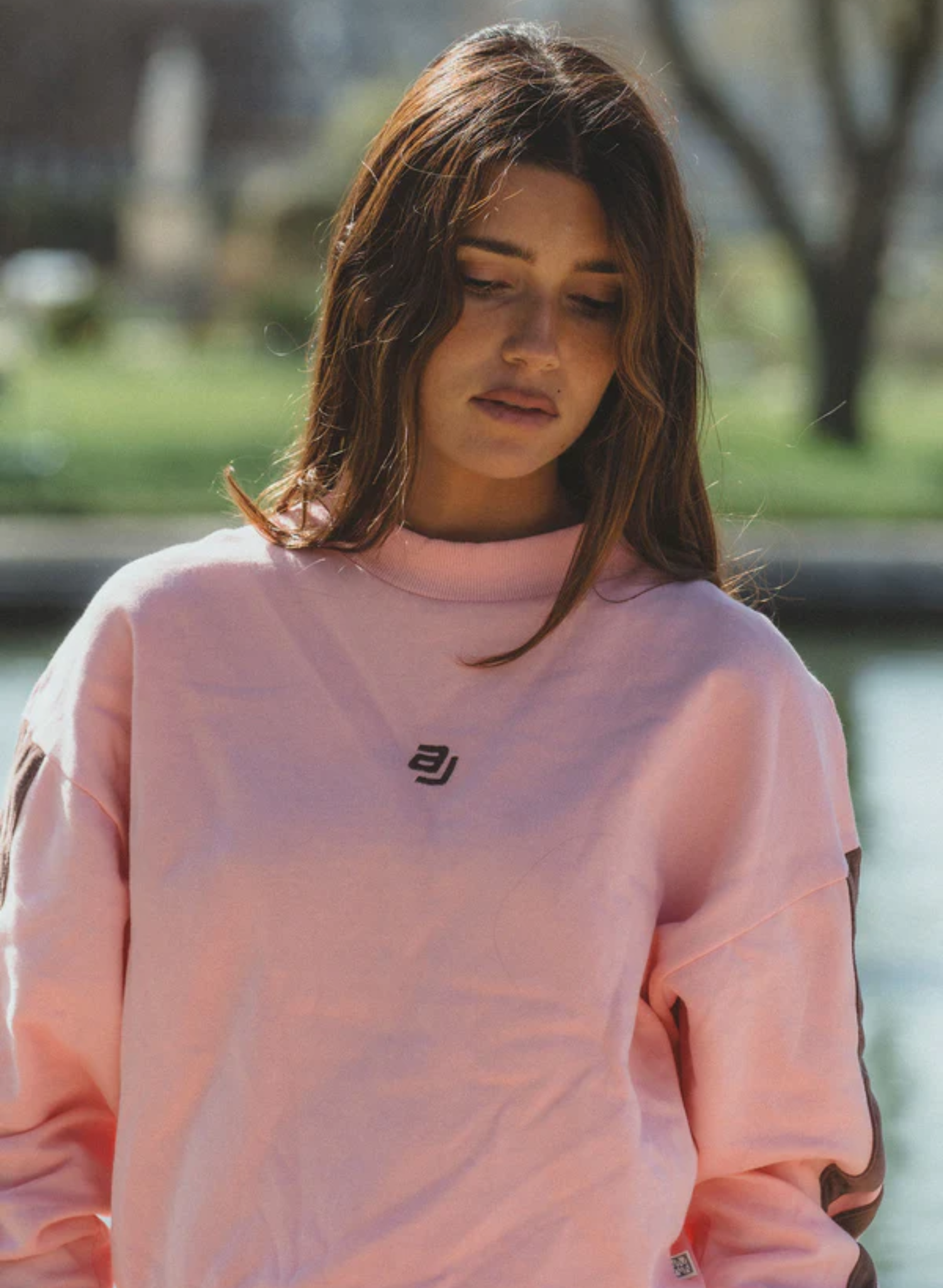 AJ Logo Sweatshirt in Rose Quartz