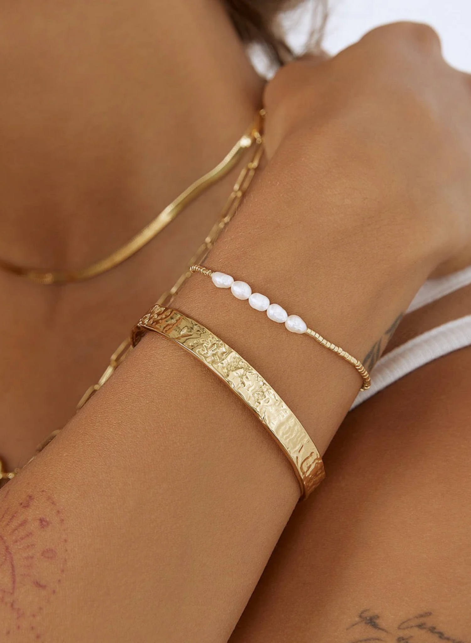 Seline Gold and Pearl Bracelet