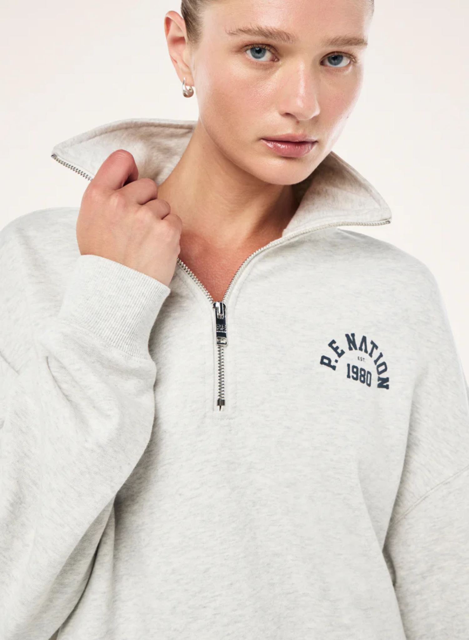 Swerve zip neck in grey marle