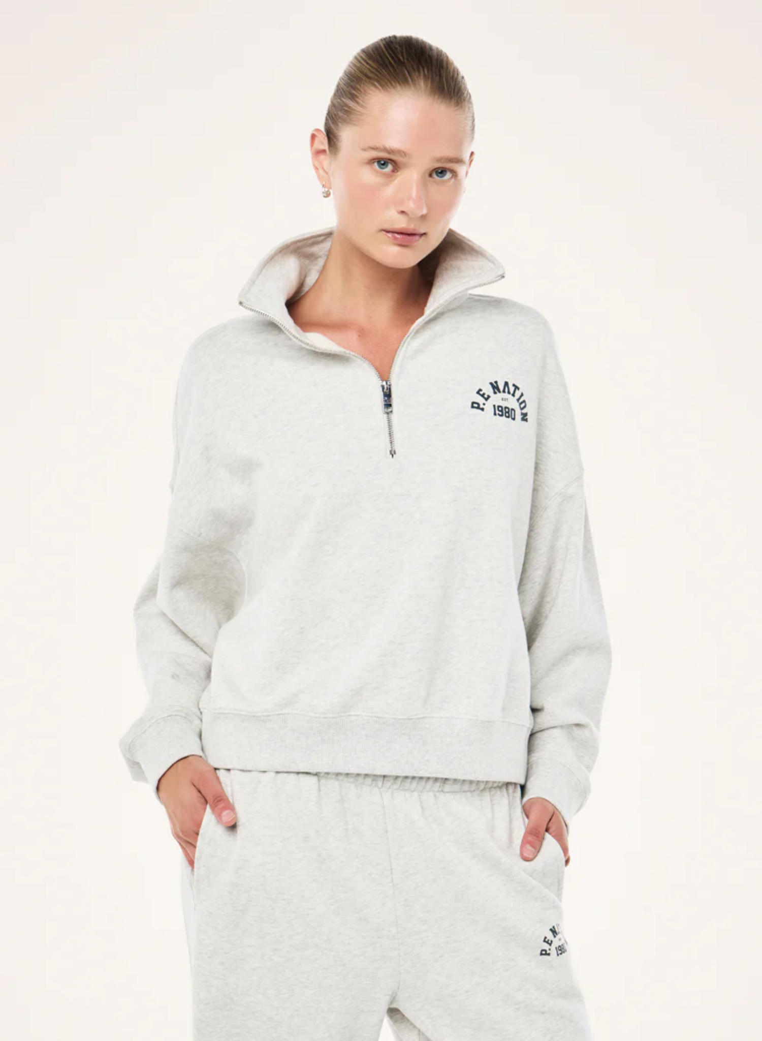 Swerve zip neck in grey marle