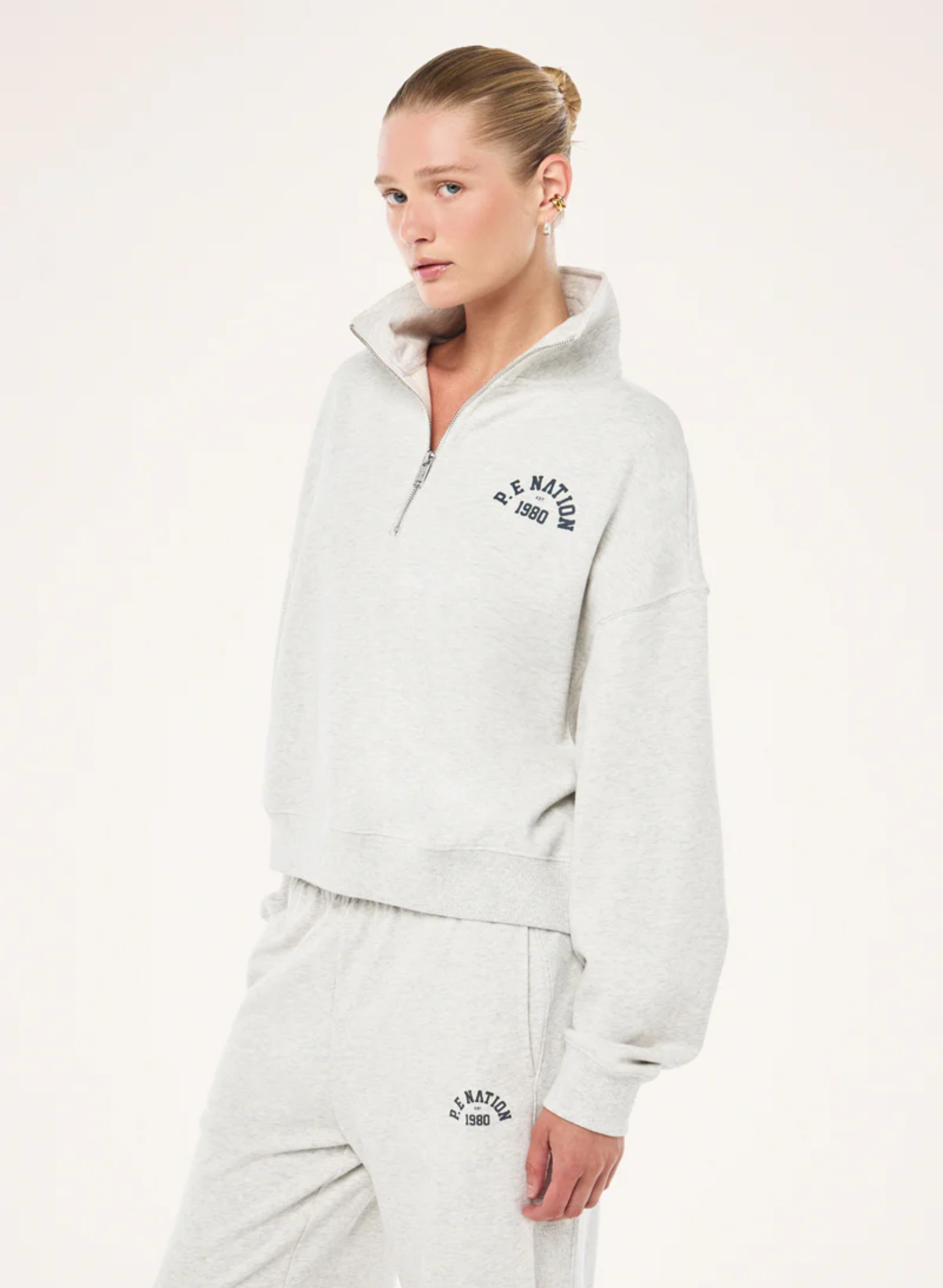 Swerve zip neck in grey marle