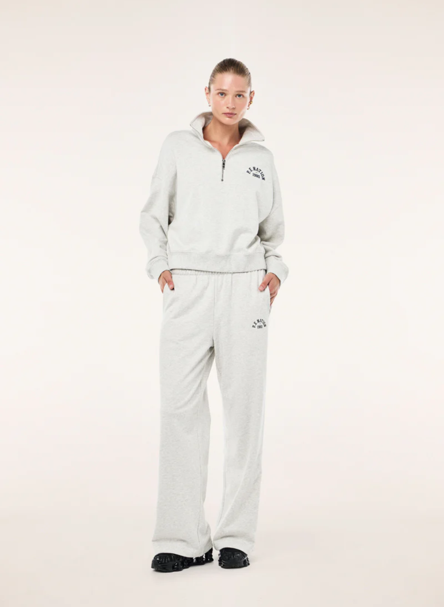 Swerve zip neck in grey marle
