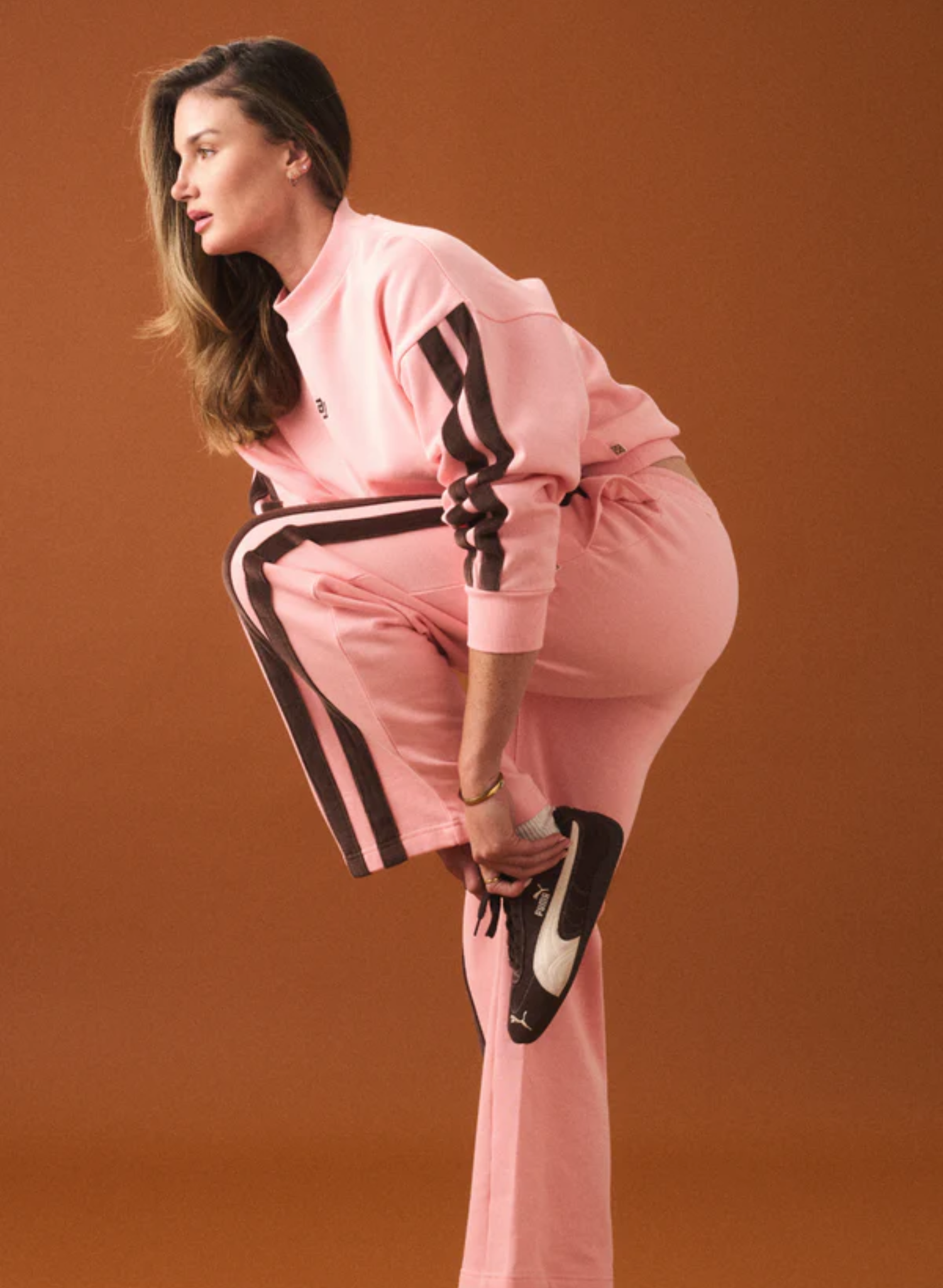 AJ Logo Stripe Trackpant in Rose Quartz