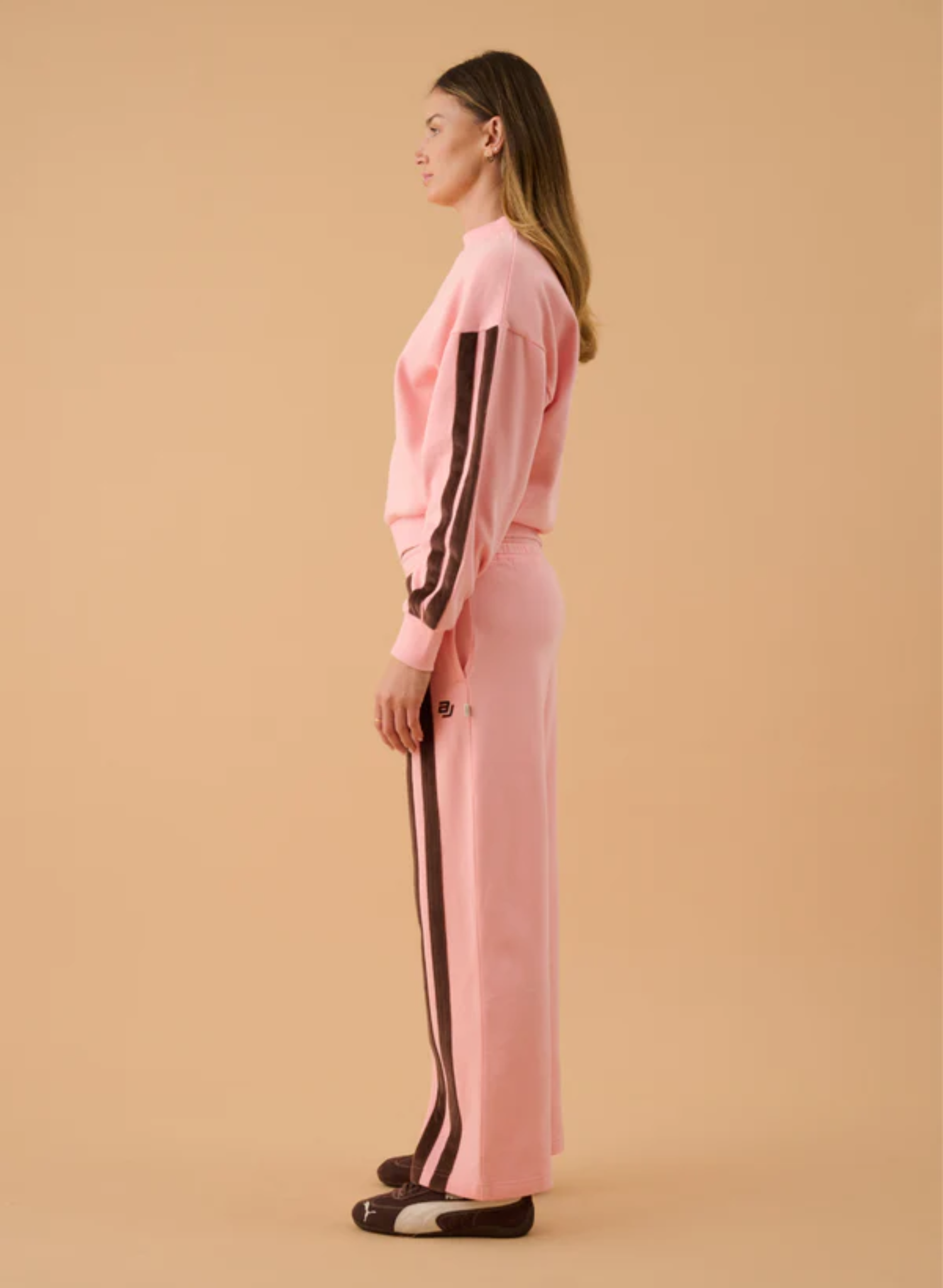 AJ Logo Stripe Trackpant in Rose Quartz