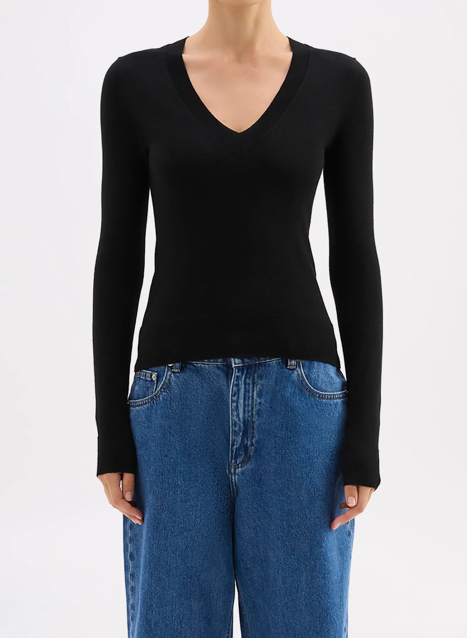 Abia Merino Blend Knit Top - Black