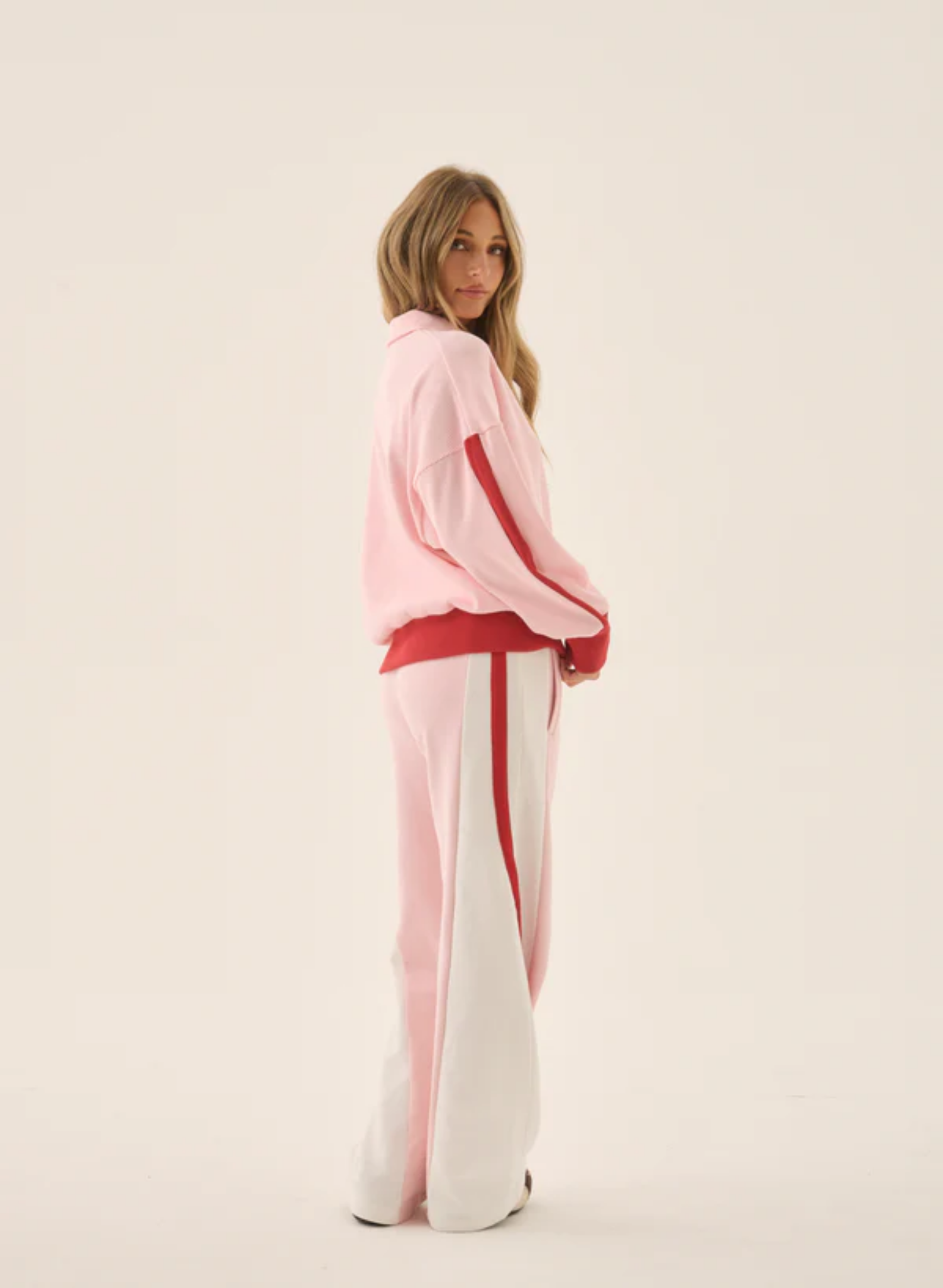 Waffle Splice Sweatshirt Ballet Pink